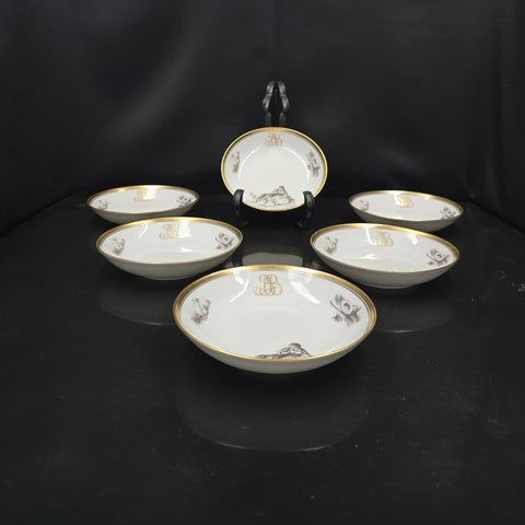 Bernardaud, Small Bread Plates, Pastoral Collection in Grisaille Limoges