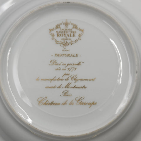 Bernardaud, Soup Plates, Pastoral Collection in Grisaille Limoges