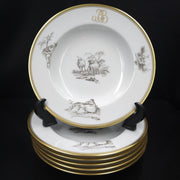 Bernardaud, Soup Plates, Pastoral Collection in Grisaille Limoges