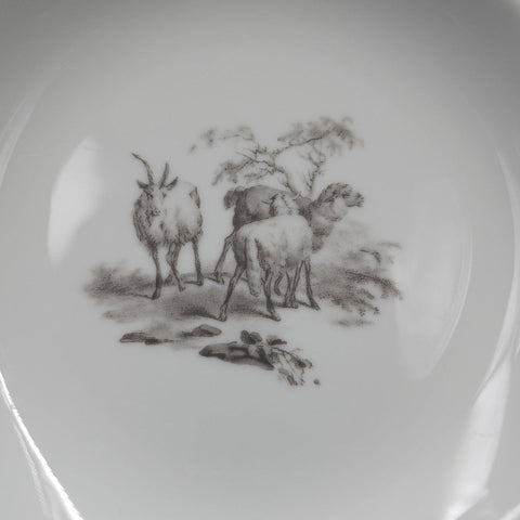 Bernardaud, Soup Plates, Pastoral Collection in Grisaille Limoges