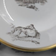 Bernardaud, Soup Plates, Pastoral Collection in Grisaille Limoges