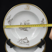 Bernardaud, Soup Plates, Pastoral Collection in Grisaille Limoges