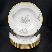Bernardaud, Soup Plates, Pastoral Collection in Grisaille Limoges
