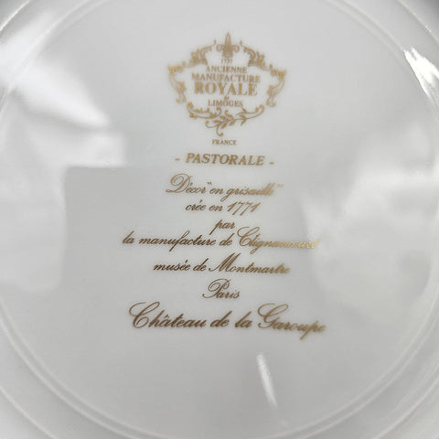 Bernardaud, Dinner Plates, Pastoral Collection in Grisaille Limoges