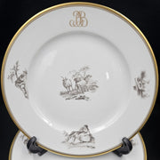 Bernardaud, Dinner Plates, Pastoral Collection in Grisaille Limoges