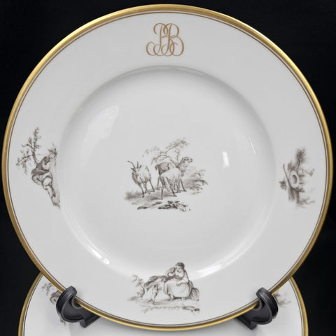 Bernardaud, Dinner Plates, Pastoral Collection in Grisaille Limoges