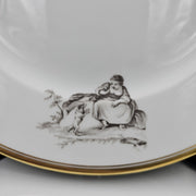 Bernardaud, Dinner Plates, Pastoral Collection in Grisaille Limoges