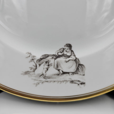 Bernardaud, Dinner Plates, Pastoral Collection in Grisaille Limoges