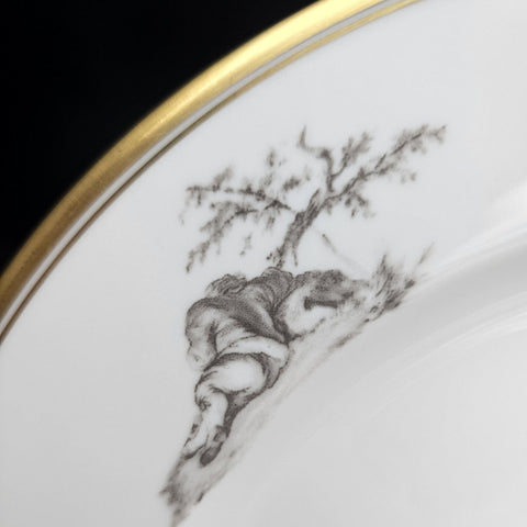 Bernardaud, Dinner Plates, Pastoral Collection in Grisaille Limoges
