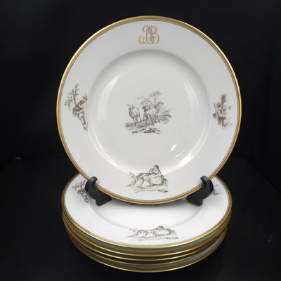 Bernardaud, Dinner Plates, Pastoral Collection in Grisaille Limoges