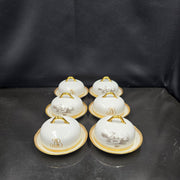 Bernardaud, Individual Butter Dishes, Pastoral Collection in Grisaille Limoges