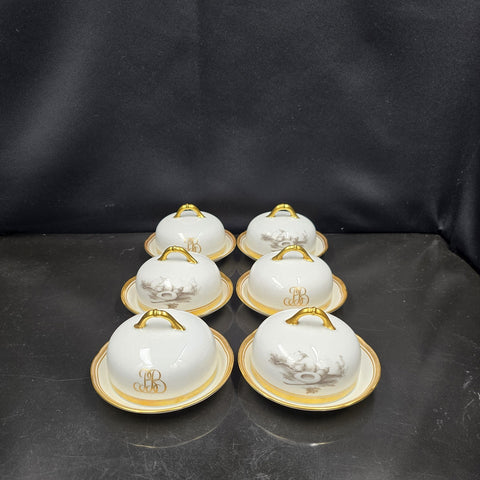 Bernardaud, Individual Butter Dishes, Pastoral Collection in Grisaille Limoges