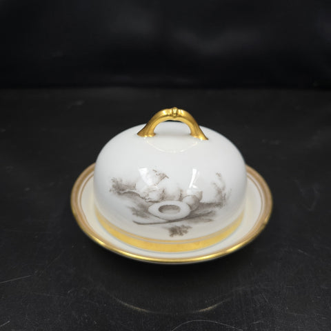 Bernardaud, Individual Butter Dishes, Pastoral Collection in Grisaille Limoges