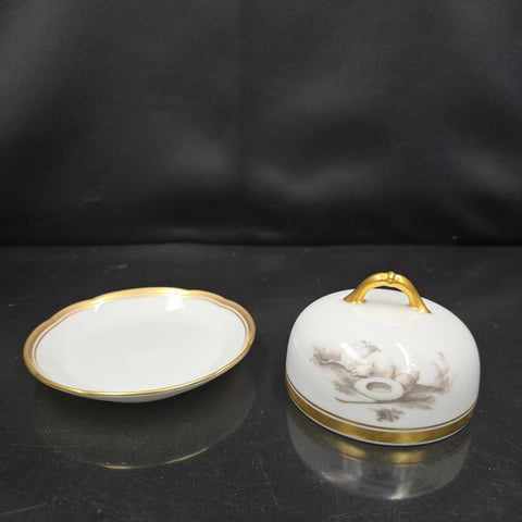 Bernardaud, Individual Butter Dishes, Pastoral Collection in Grisaille Limoges