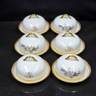 Bernardaud, Individual Butter Dishes, Pastoral Collection in Grisaille Limoges
