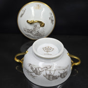 Bernardaud, Bouillon Bowls, Pastoral Collection in Grisaille Limoges