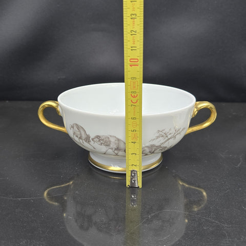 Bernardaud, Bouillon Bowls, Pastoral Collection in Grisaille Limoges