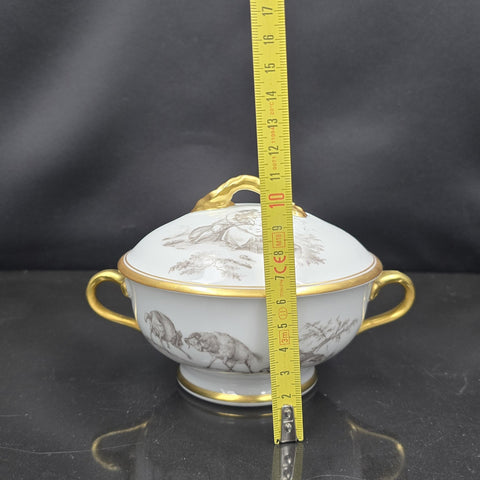 Bernardaud, Bouillon Bowls, Pastoral Collection in Grisaille Limoges