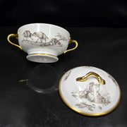 Bernardaud, Bouillon Bowls, Pastoral Collection in Grisaille Limoges