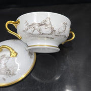 Bernardaud, Bouillon Bowls, Pastoral Collection in Grisaille Limoges