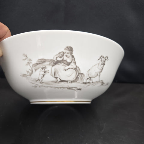 Bernardaud, Large Salad Bowl Pastorale Collection in Grisaille Limoges
