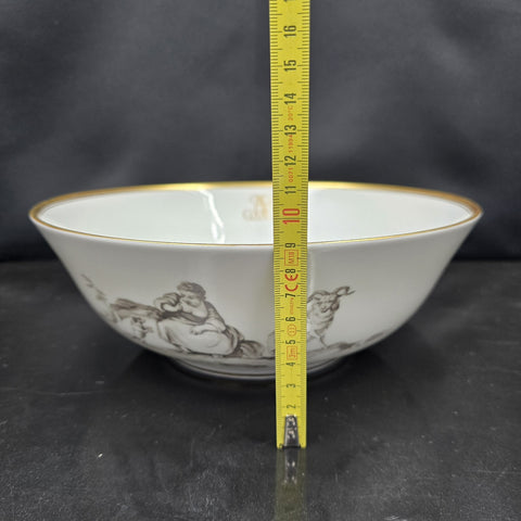 Bernardaud, Large Salad Bowl Pastorale Collection in Grisaille Limoges