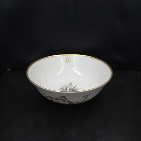 Bernardaud, Large Salad Bowl Pastorale Collection in Grisaille Limoges