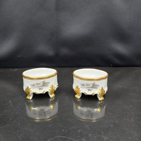 Bernardaud, Two Small Mustard Pots, Pastoral Collection in Grisaille Limoges