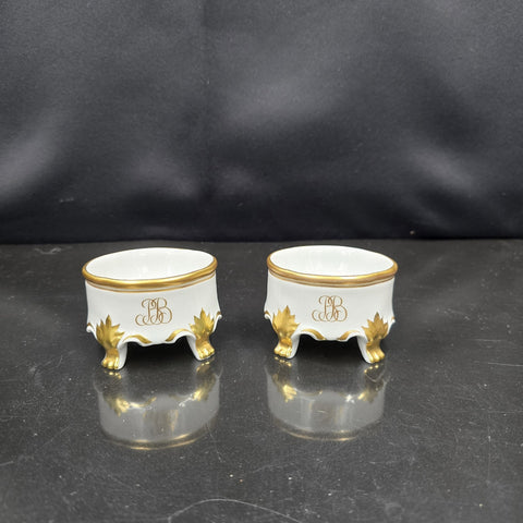 Bernardaud, Two Small Mustard Pots, Pastoral Collection in Grisaille Limoges