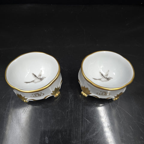 Bernardaud, Two Small Mustard Pots, Pastoral Collection in Grisaille Limoges
