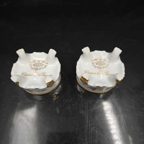 Bernardaud, Two Small Mustard Pots, Pastoral Collection in Grisaille Limoges