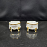 Bernardaud, Two Small Mustard Pots, Pastoral Collection in Grisaille Limoges