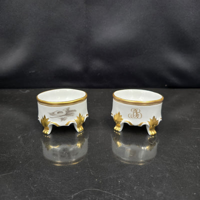 Bernardaud, Two Small Mustard Pots, Pastoral Collection in Grisaille Limoges