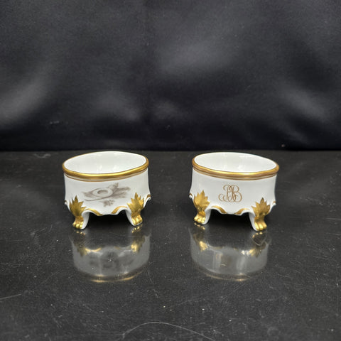 Bernardaud, Two Small Mustard Pots, Pastoral Collection in Grisaille Limoges