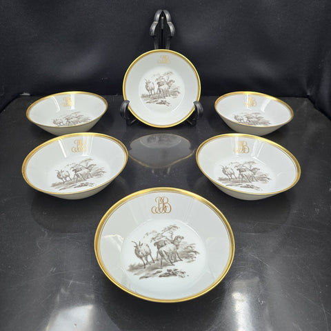 Bernardaud, Small Bowls, Pastoral Collection in Grisaille Limoges