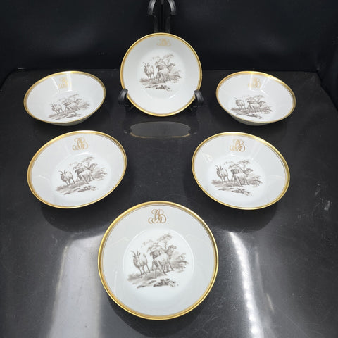 Bernardaud, Small Bowls, Pastoral Collection in Grisaille Limoges