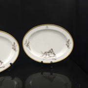 Bernardaud, Two Dishes 27.5cm×21.5cm, Pastoral Collection in Grisaille Limoges