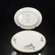 Bernardaud, Two Dishes 27.5cm×21.5cm, Pastoral Collection in Grisaille Limoges