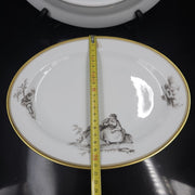 Bernardaud, Two Dishes 27.5cm×21.5cm, Pastoral Collection in Grisaille Limoges