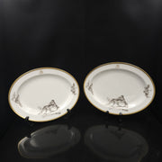 Bernardaud, Two Dishes 27.5cm×21.5cm, Pastoral Collection in Grisaille Limoges