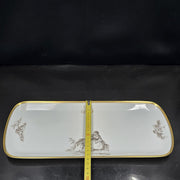 Bernardaud, Cake Dish, Pastoral Collection in Grisaille Limoges
