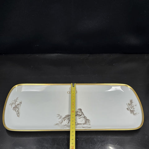 Bernardaud, Cake Dish, Pastoral Collection in Grisaille Limoges