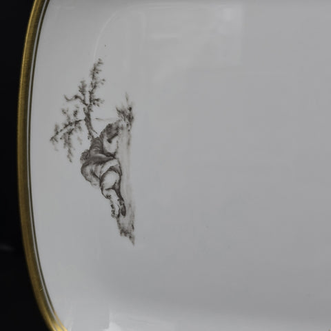 Bernardaud, Cake Dish, Pastoral Collection in Grisaille Limoges