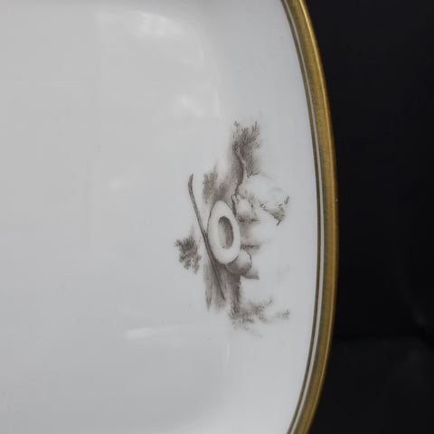 Bernardaud, Cake Dish, Pastoral Collection in Grisaille Limoges