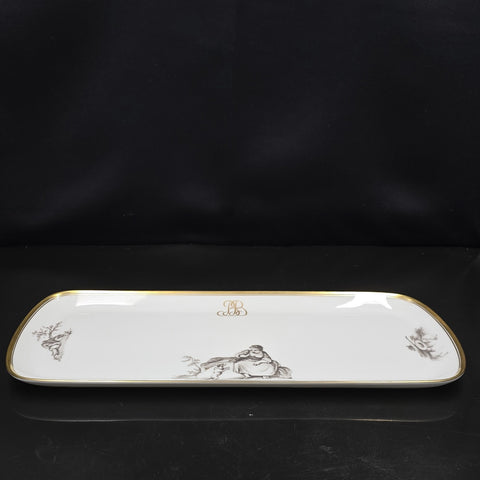 Bernardaud, Cake Dish, Pastoral Collection in Grisaille Limoges