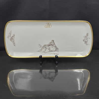 Bernardaud, Cake Dish, Pastoral Collection in Grisaille Limoges
