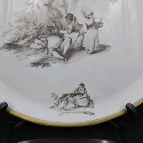 Bernardaud, Pie Dish, Pastoral Collection in Grisaille Limoges