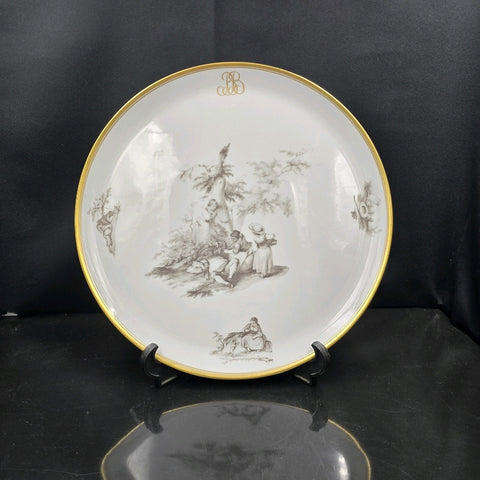 Bernardaud, Pie Dish, Pastoral Collection in Grisaille Limoges