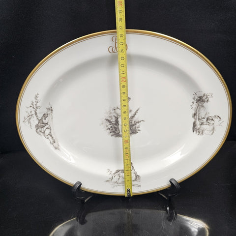 Bernardaud, Plat De Service 33.5×27cm Collection Pastorale En Grisaille Limoges