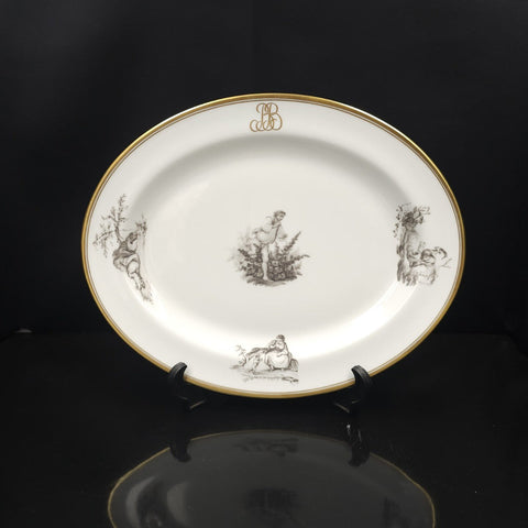 Bernardaud, Plat De Service 33.5×27cm Collection Pastorale En Grisaille Limoges
